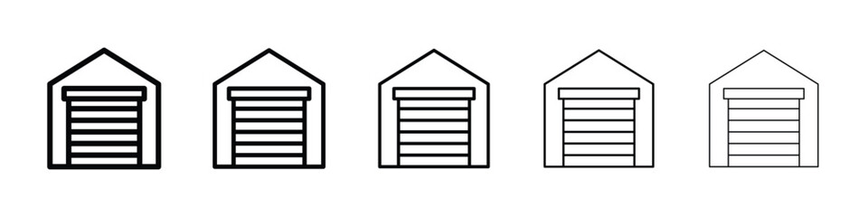 Garage icon logo in stroke lines collection