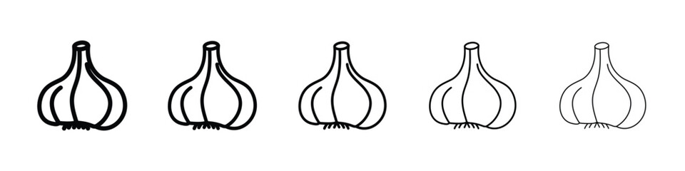 Garlic icon logo in stroke lines collection