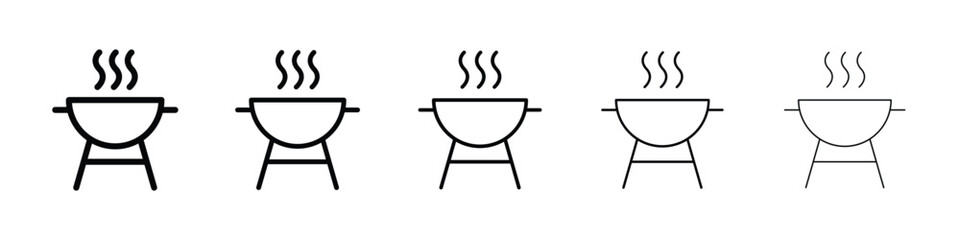 Grill icon logo in stroke lines collection