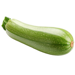 Single green zucchini on a white background. Ideal for food blogs, recipe websites, and healthy eating social media posts.