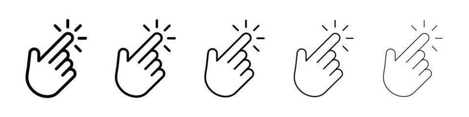 Hand click icon logo in stroke lines collection