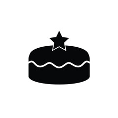 Black Silhouette Cake Icon Star Decoration White Background Vector
