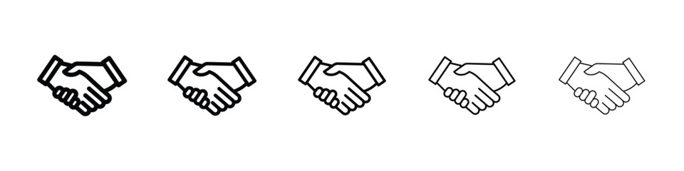 Naklejka premium Handshake icon logo in stroke lines collection