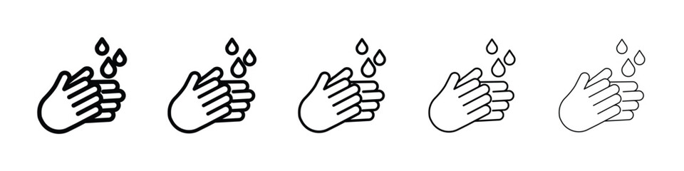 Handwashing icon logo in stroke lines collection