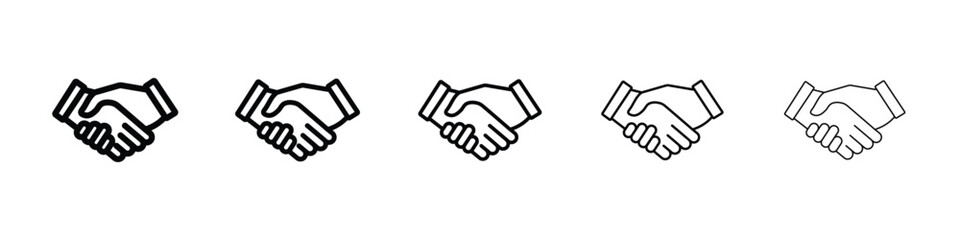 Handshaking icon logo in stroke lines collection