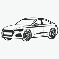 Sleek black and white illustration of a modern coupe automobile design concept