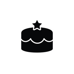 Black Silhouette Cake Icon Star Decoration White Background Vector 1