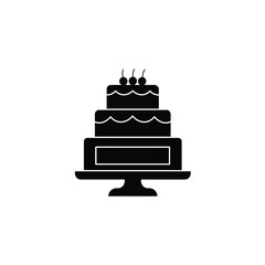 Black Silhouette Three Tiered Cake Vector Icon Nameplate