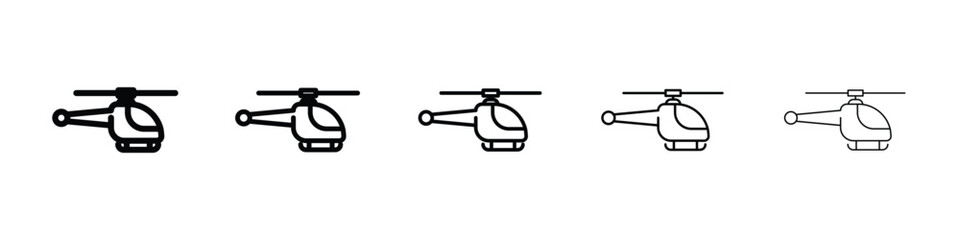 Helicopter icon logo in stroke lines collection