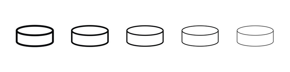 Hockey puck icon logo in stroke lines collection