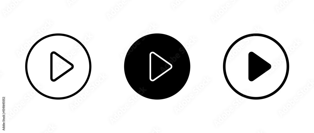 Poster set of play buttons on transparent background. video or music player user interface. vector illustra