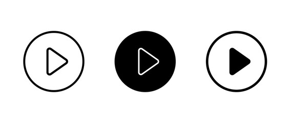 Set of play buttons on transparent background. Video or music player user interface. Vector illustration.
