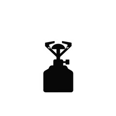 Black Silhouette Camping Stove Vector Icon