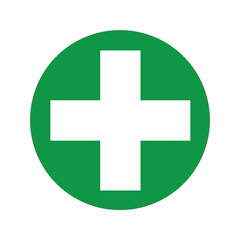 Obraz premium Green Circle Medical Cross Healthcare Symbol Design Element for Website Apps and Presentations