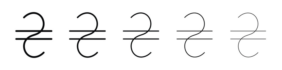 Hryvnia icon logo in stroke lines collection