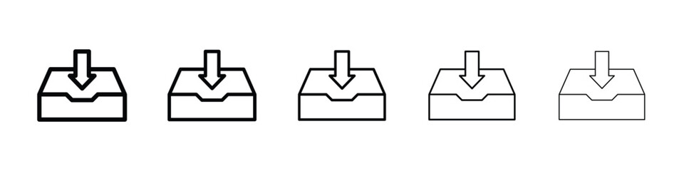 Inbox icon logo in stroke lines collection