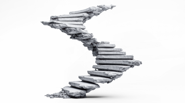 Floating Stone Steps on Transparent Background