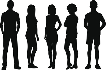 Silhouettes of young adults in diverse poses and styles