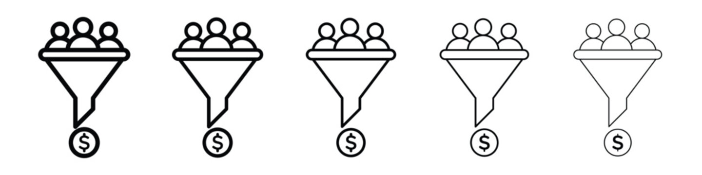 Lead conversion icon logo in stroke lines collection