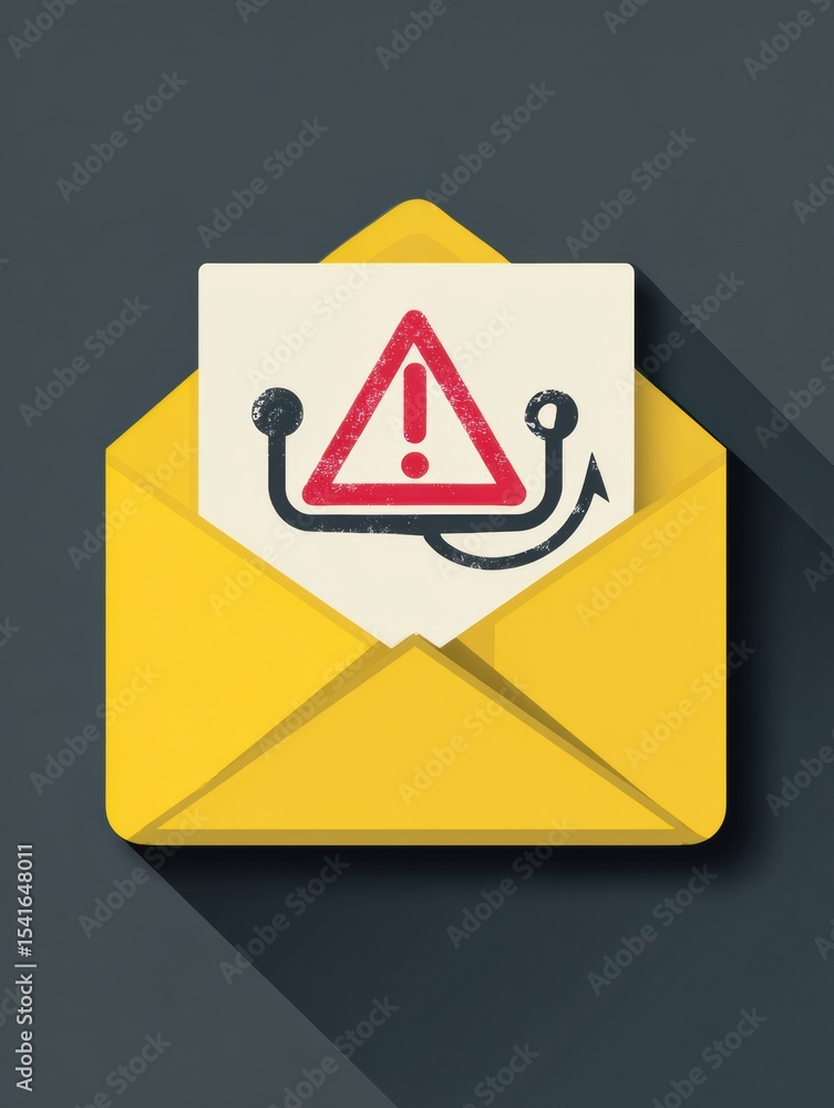 Aufkleber Visual Representation of a Phishing Email With Alert Symbols Highlighting Online Security Risks and Potential Threats