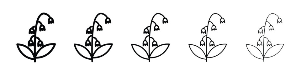 May lily icon logo in stroke lines collection