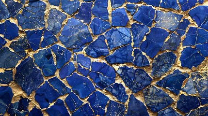 Detailed close-up of a vibrant blue mosaic pattern.