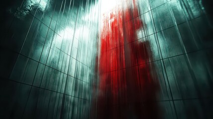 Crimson Shower: Teal Tiles, Blood-Soaked Walls