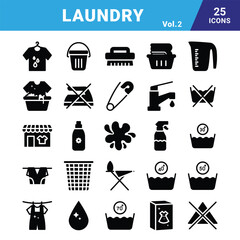 Laundry vector icon set for commercial use.