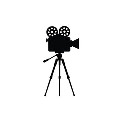 Black Silhouette Film Camera Tripod Vector Icon movie 1