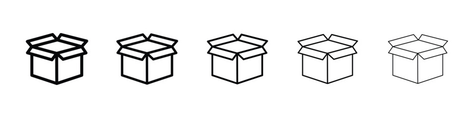 Open box icon logo in stroke lines collection