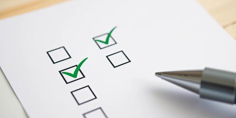 Green checkmarks on an office attendance sheet, attendance sheet,  log