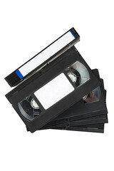 Retro VHS tapes pile