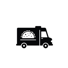 Black Silhouette Taco Truck Vector Icon food