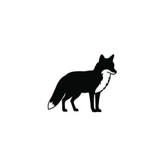 Black Fox Silhouette Vector Icon White Background