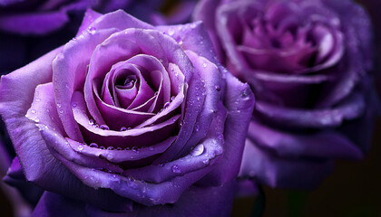 purple rose with water drops