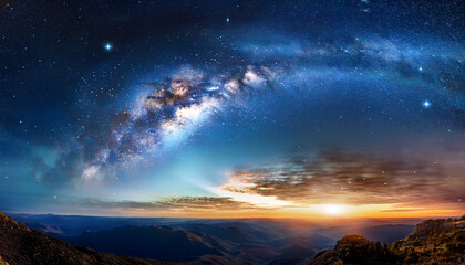 Fototapeta premium cosmic horizon with distant stars and nebulae