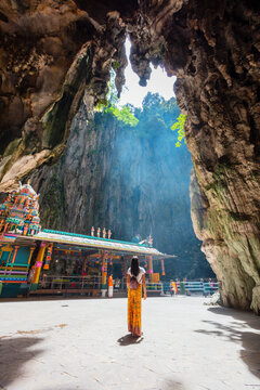 Young asian woman visiting Batu Caves, Kuala Lumpur, Malaysia