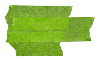 Green adhesive torn paper masking tape isolated on white background