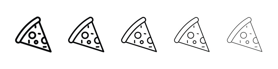 Pizza slice icon logo in stroke lines collection