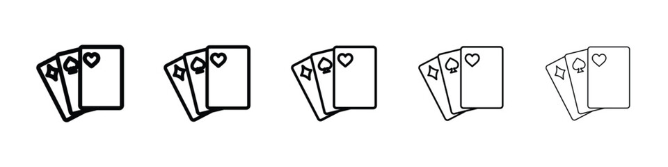 Playing cards icon logo in stroke lines collection