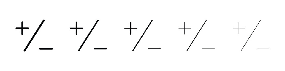 Plus minus icon logo in stroke lines collection