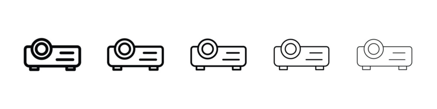 Projector icon logo in stroke lines collection
