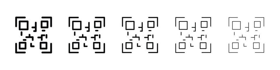 Qrcode icon logo in stroke lines collection