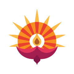 Colorful indian diya lamp symbolizing celebration and light against a white background