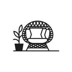 Woven Chair with Plant Icon