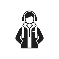 Person in Hoodie with Headphones Icon