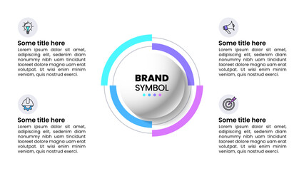 Infographic template. Abstract circle with lines and 4 steps