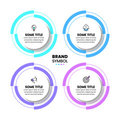 Infographic template. 4 circles with lines and icons