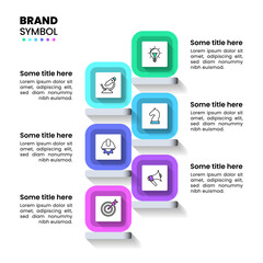 Infographic template. 6 steps with squares and icons