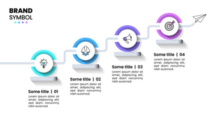 Infographic template. Staircase with circles and 4 steps